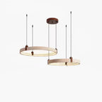 Lustre moderne Wright en Travertin jaune et noyer bois