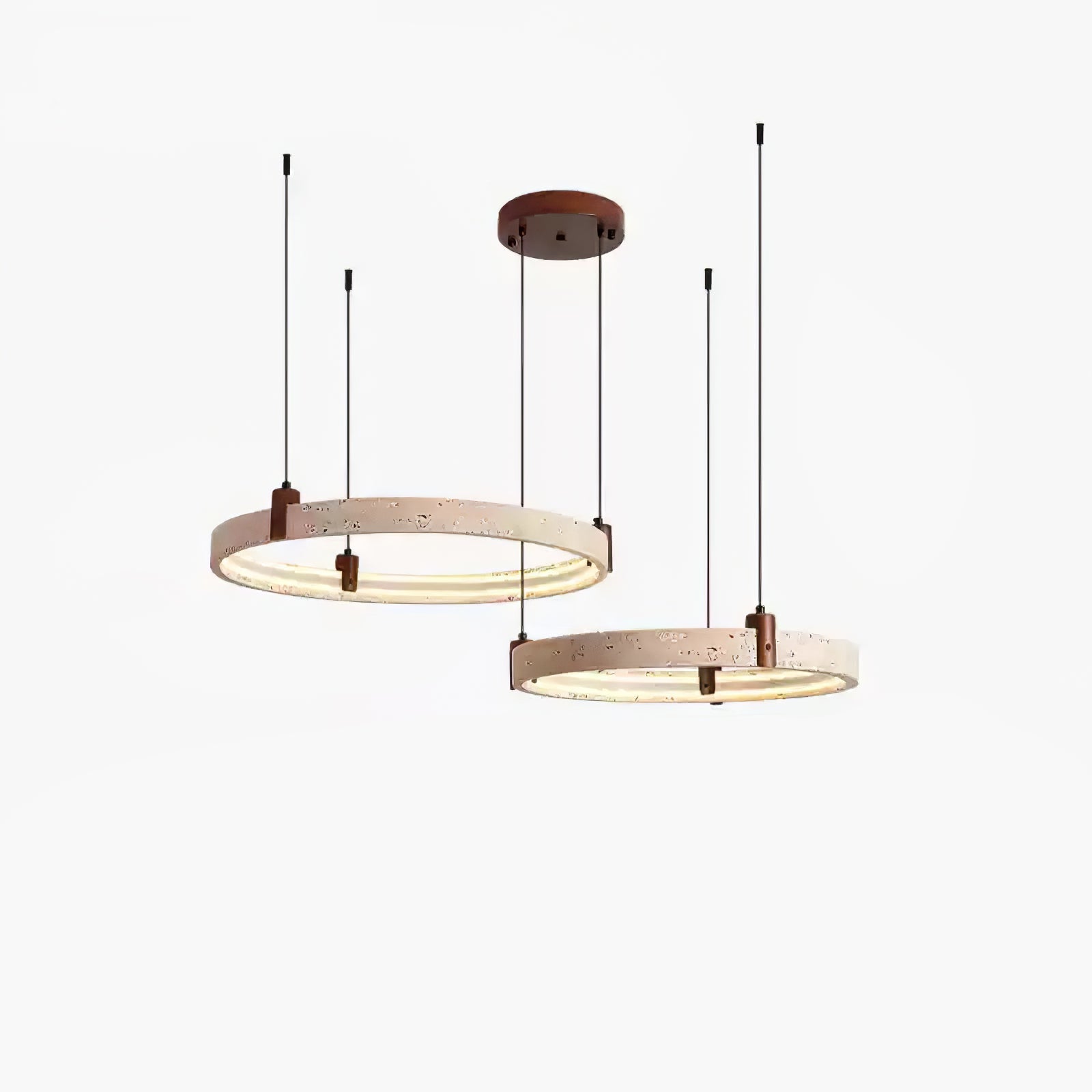 Lustre moderne Wright en Travertin jaune et noyer bois