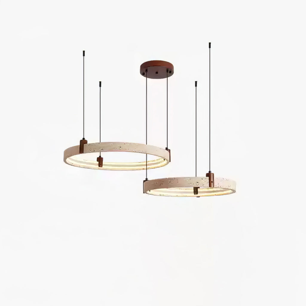 Lustre moderne Wright en Travertin jaune et noyer bois