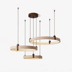 Lustre moderne Wright en Travertin jaune et noyer bois