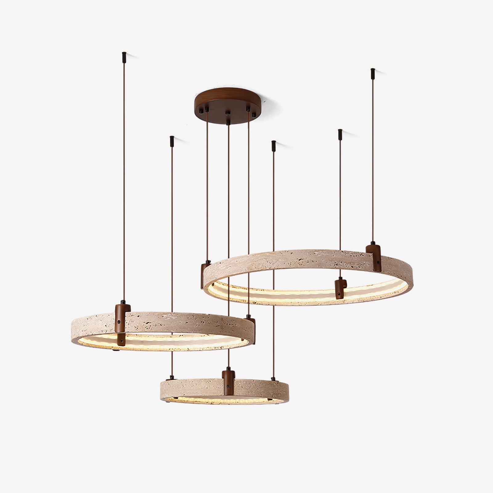 Lustre moderne Wright en Travertin jaune et noyer bois