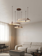 Lustre moderne Wright en Travertin jaune et noyer bois