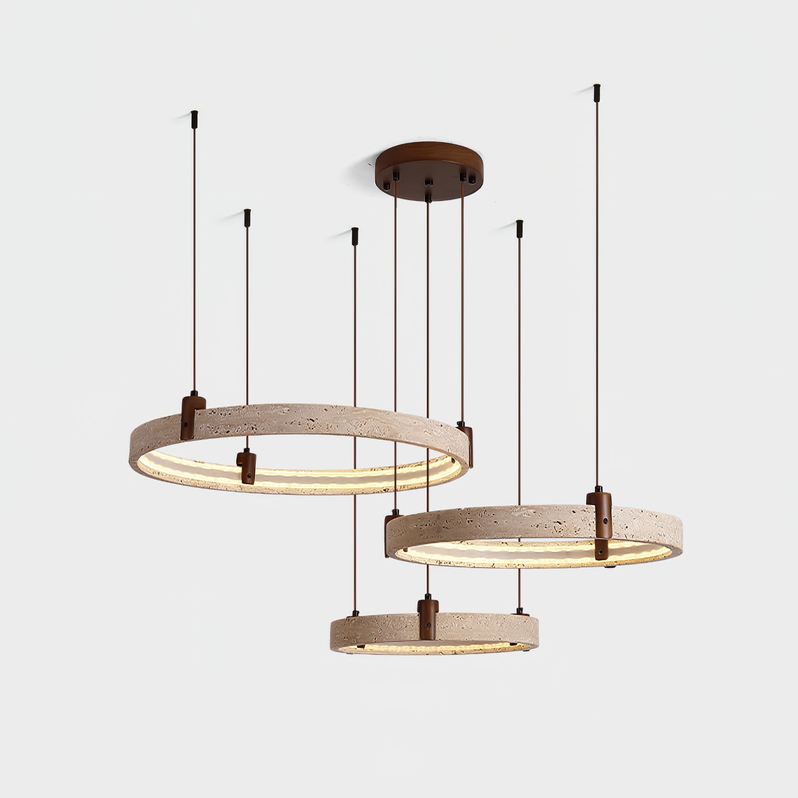 Lustre moderne Wright en Travertin jaune et noyer bois