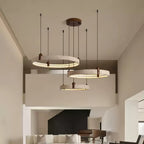 Lustre moderne Wright en Travertin jaune et noyer bois