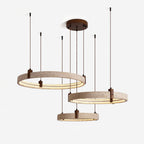 Lustre moderne Wright en Travertin jaune et noyer bois