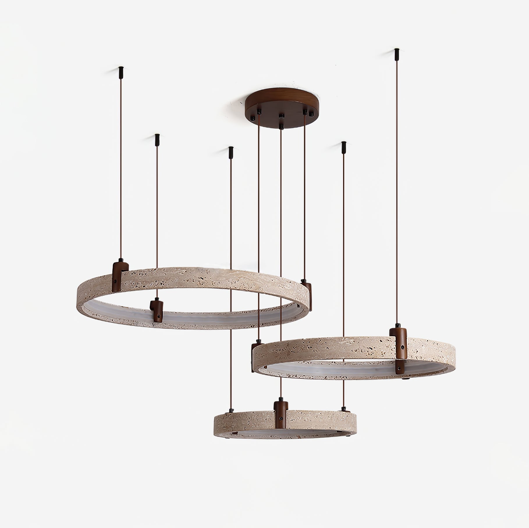 Lustre moderne Wright en Travertin jaune et noyer bois