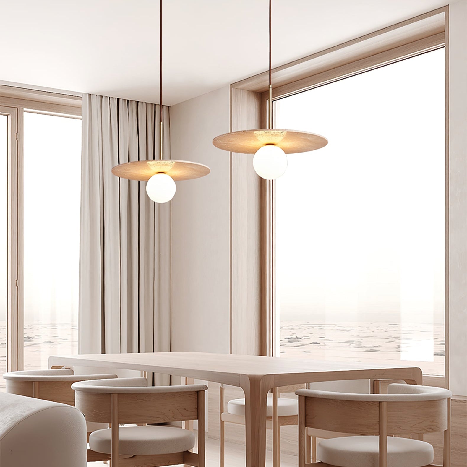 Suspension moderne Searle en Travertin jaune