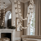 Lustre moderne Line en Albâtre Or et blanc