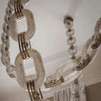Lustre moderne Line en Albâtre Or et blanc