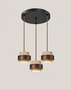 Karsten Modern Pendant Light in Walnut and Yellow Travertine