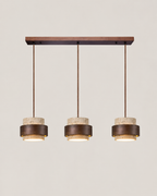 Karsten Modern Pendant Light in Walnut and Yellow Travertine