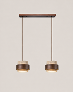 Karsten Modern Pendant Light in Walnut and Yellow Travertine