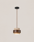 Karsten Modern Pendant Light in Walnut and Yellow Travertine