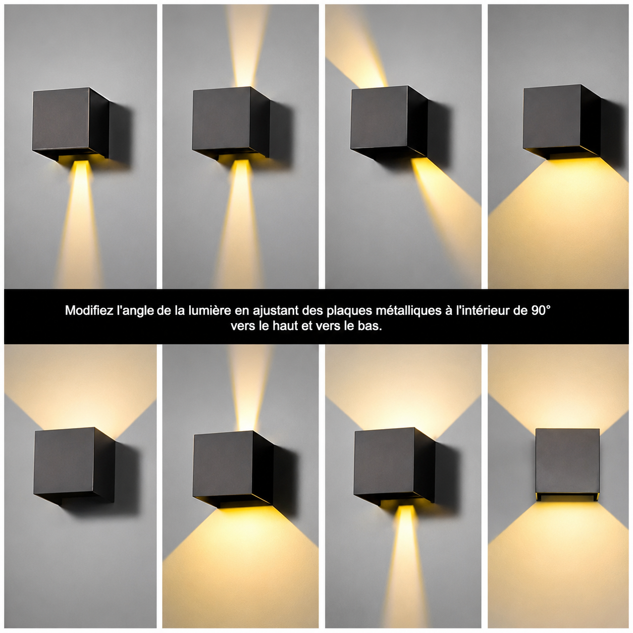 Applique Extérieur LED Cube Double Faisceau