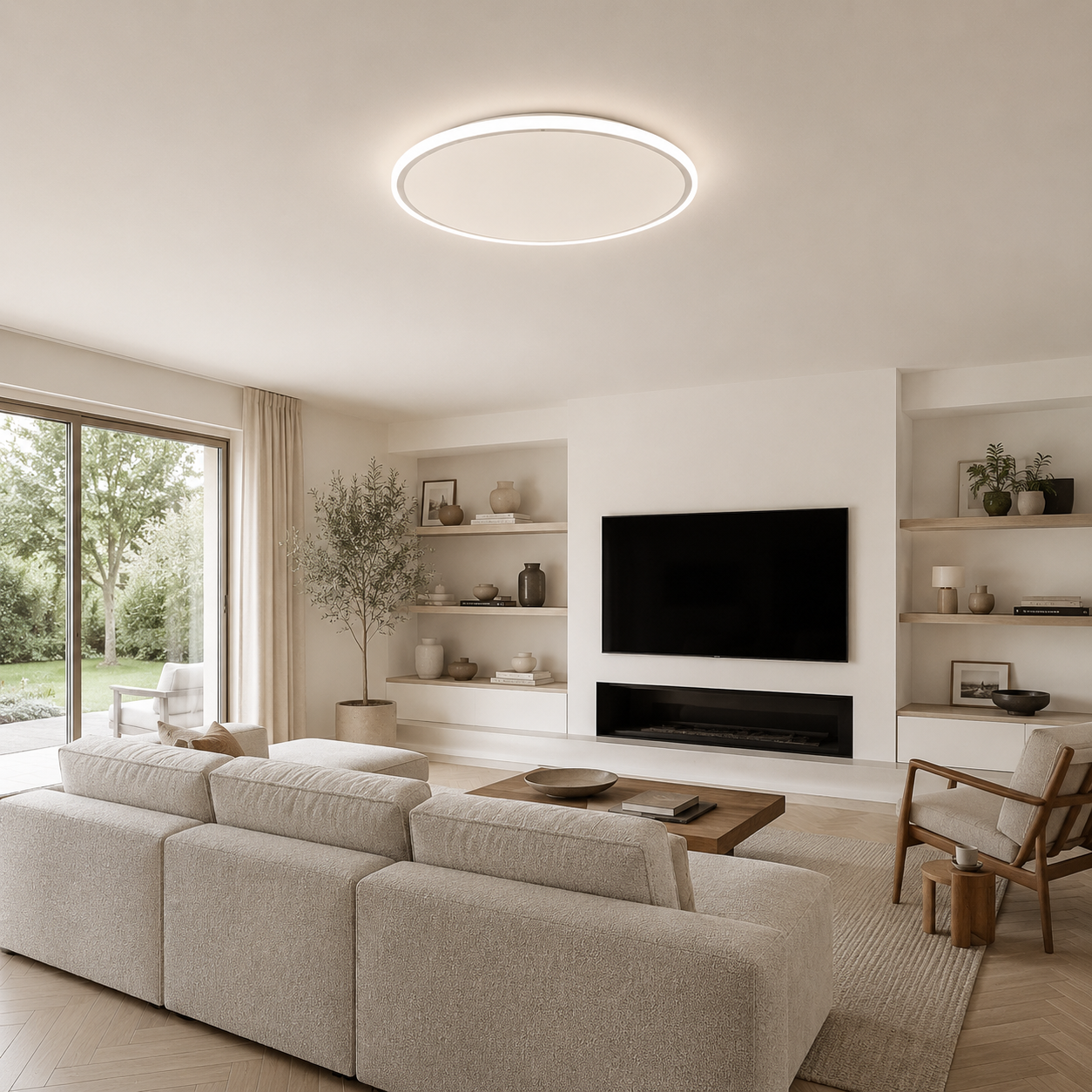 Plafonnier LED Scandinave Aapo Rond en Métal Blanc
