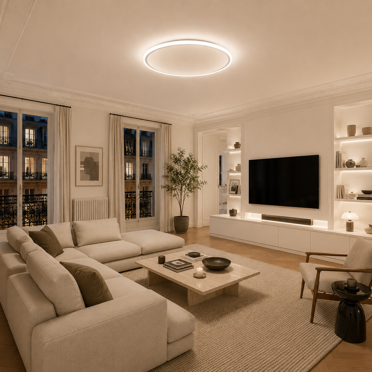 Plafonnier LED Scandinave Aapo Rond en Métal Blanc