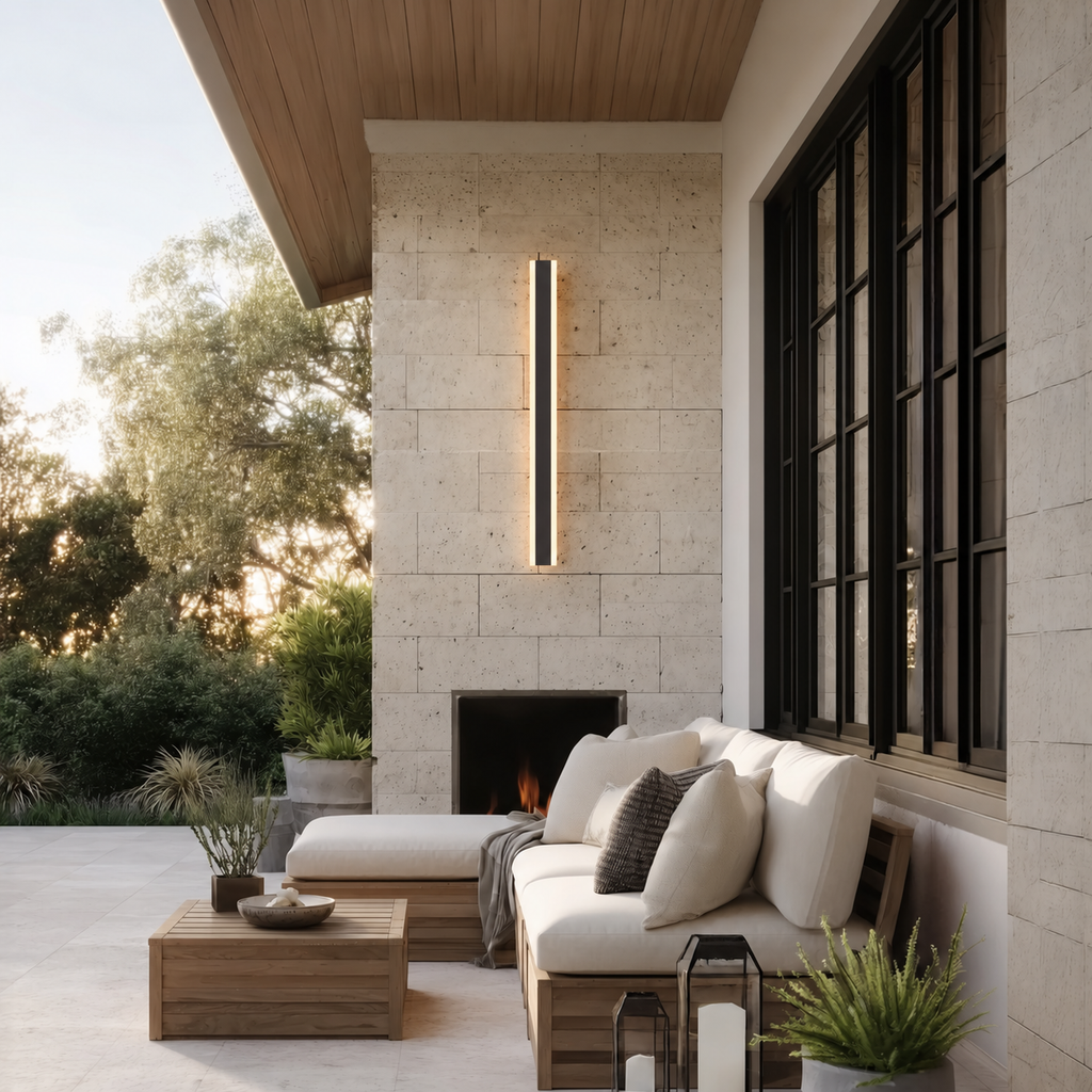 Black Linear LED Outdoor Wall Light, IP65, Dimmable, 3 Color Temperatures