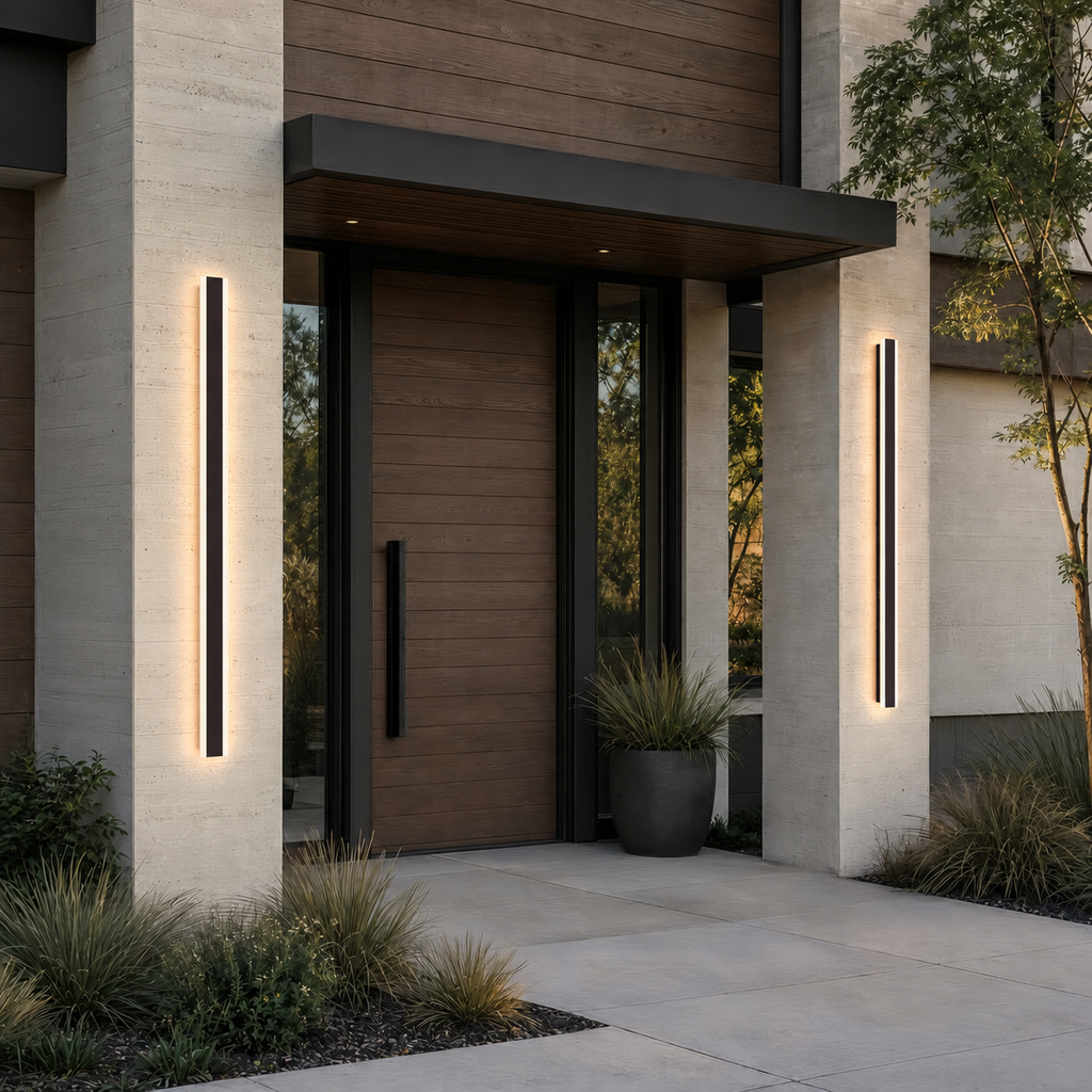 Black Linear LED Outdoor Wall Light, IP65, Dimmable, 3 Color Temperatures