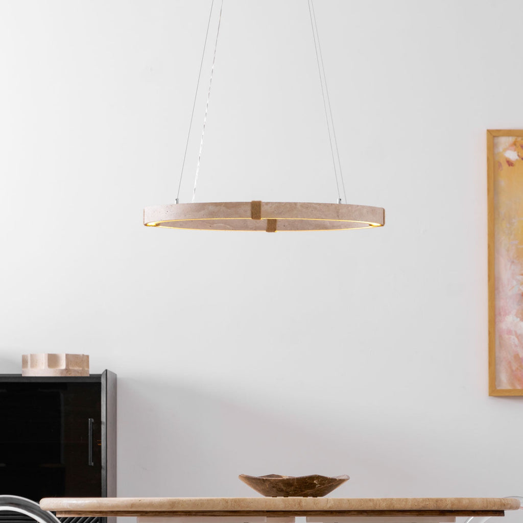 Suspension moderne Ronan en Travertin jaune