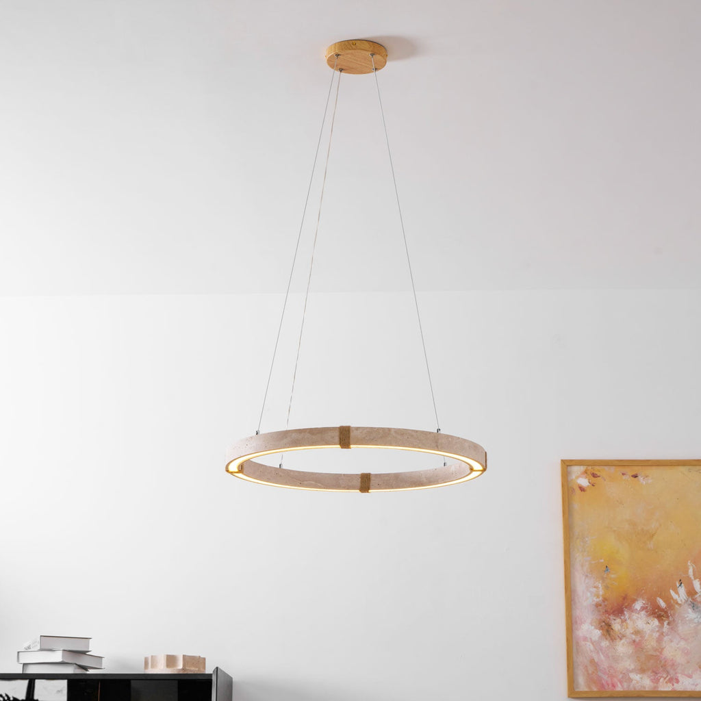 Suspension moderne Ronan en Travertin jaune