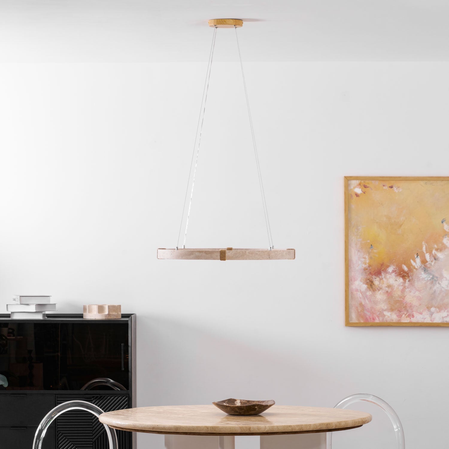 Suspension moderne Ronan en Travertin jaune