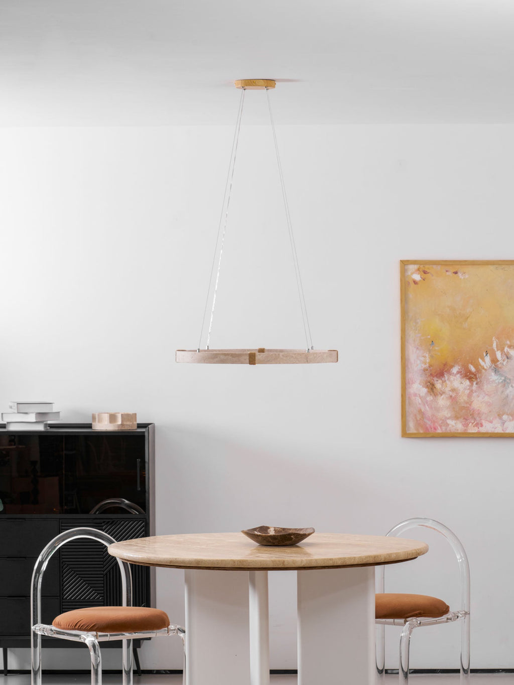 Suspension moderne Ronan en Travertin jaune