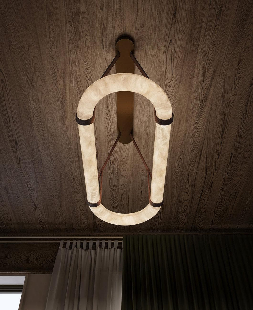 Lustre moderne Fenrir en Foncé marron et blanc albâtre