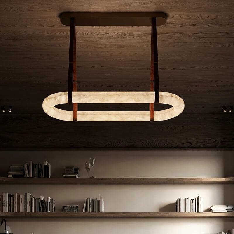 Lustre moderne Fenrir en Foncé marron et blanc albâtre