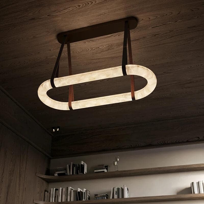 Lustre moderne Fenrir en Foncé marron et blanc albâtre