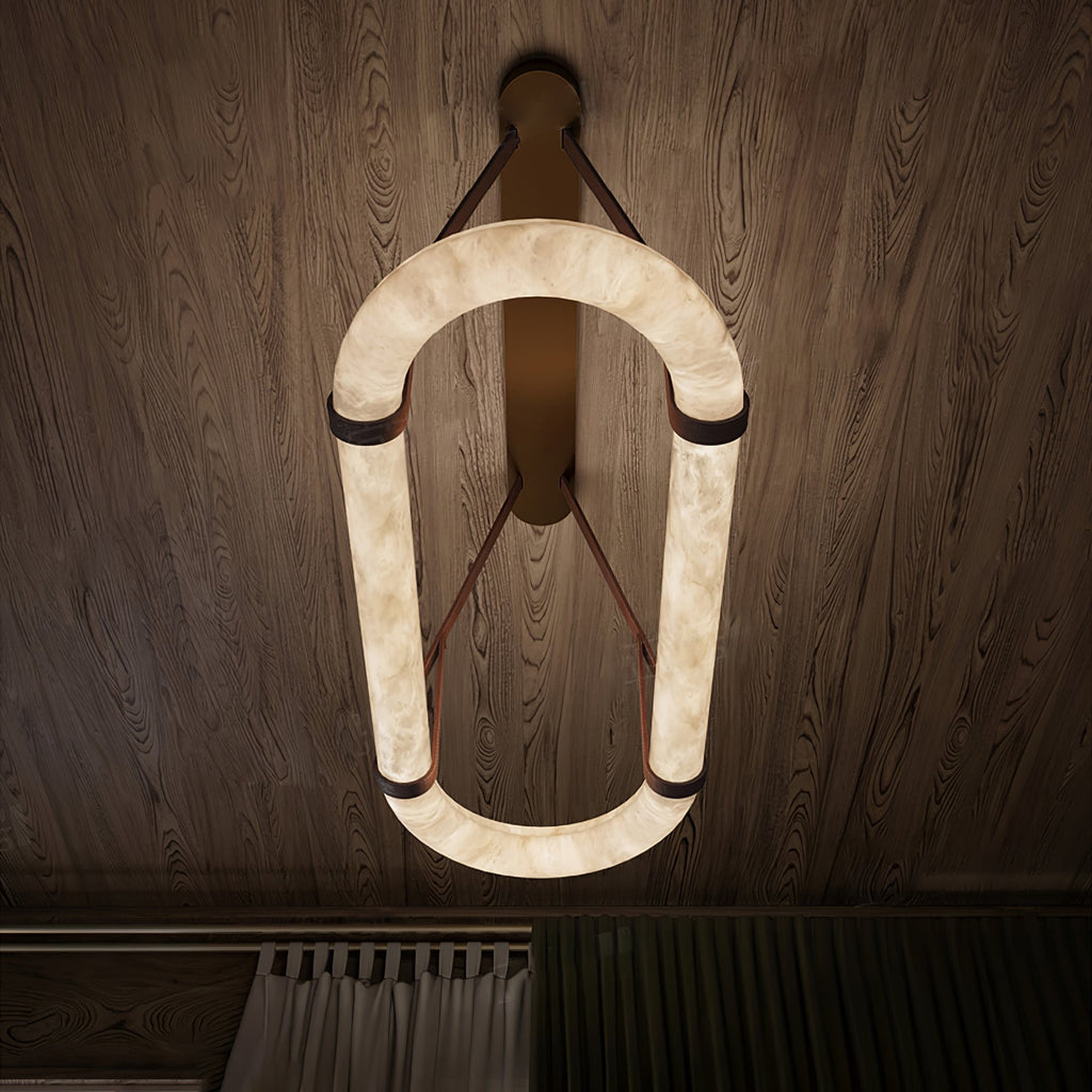 Lustre moderne Fenrir en Foncé marron et blanc albâtre
