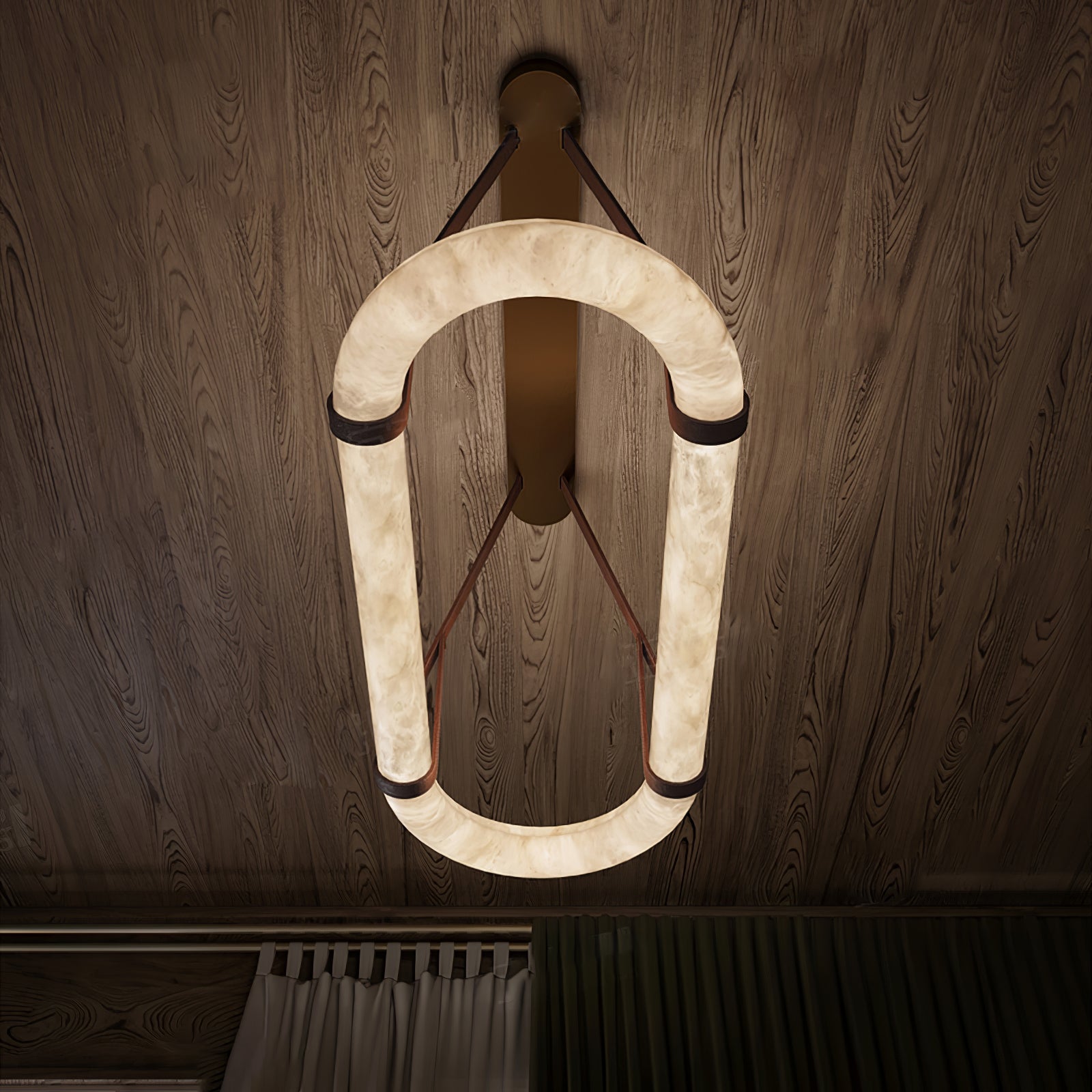 Lustre moderne Fenrir en Foncé marron et blanc albâtre