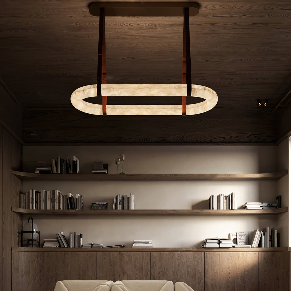 Lustre moderne Fenrir en Foncé marron et blanc albâtre