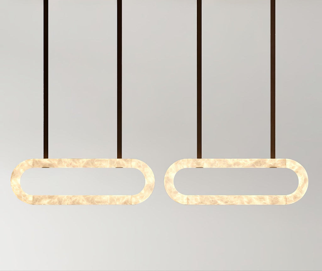 Lustre moderne Fenrir en Clair marron et blanc albâtre