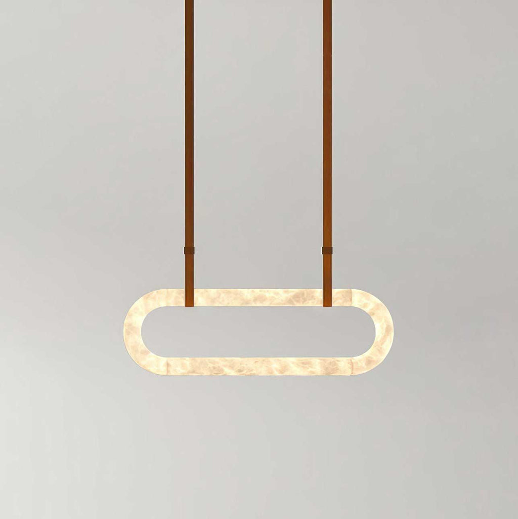 Lustre moderne Fenrir en Clair marron et blanc albâtre