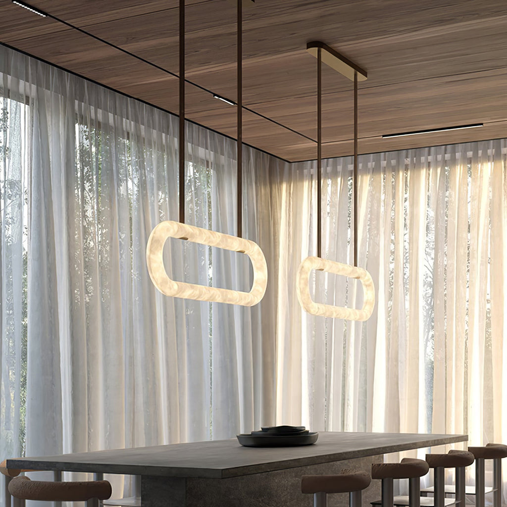 Lustre moderne Fenrir en Clair marron et blanc albâtre