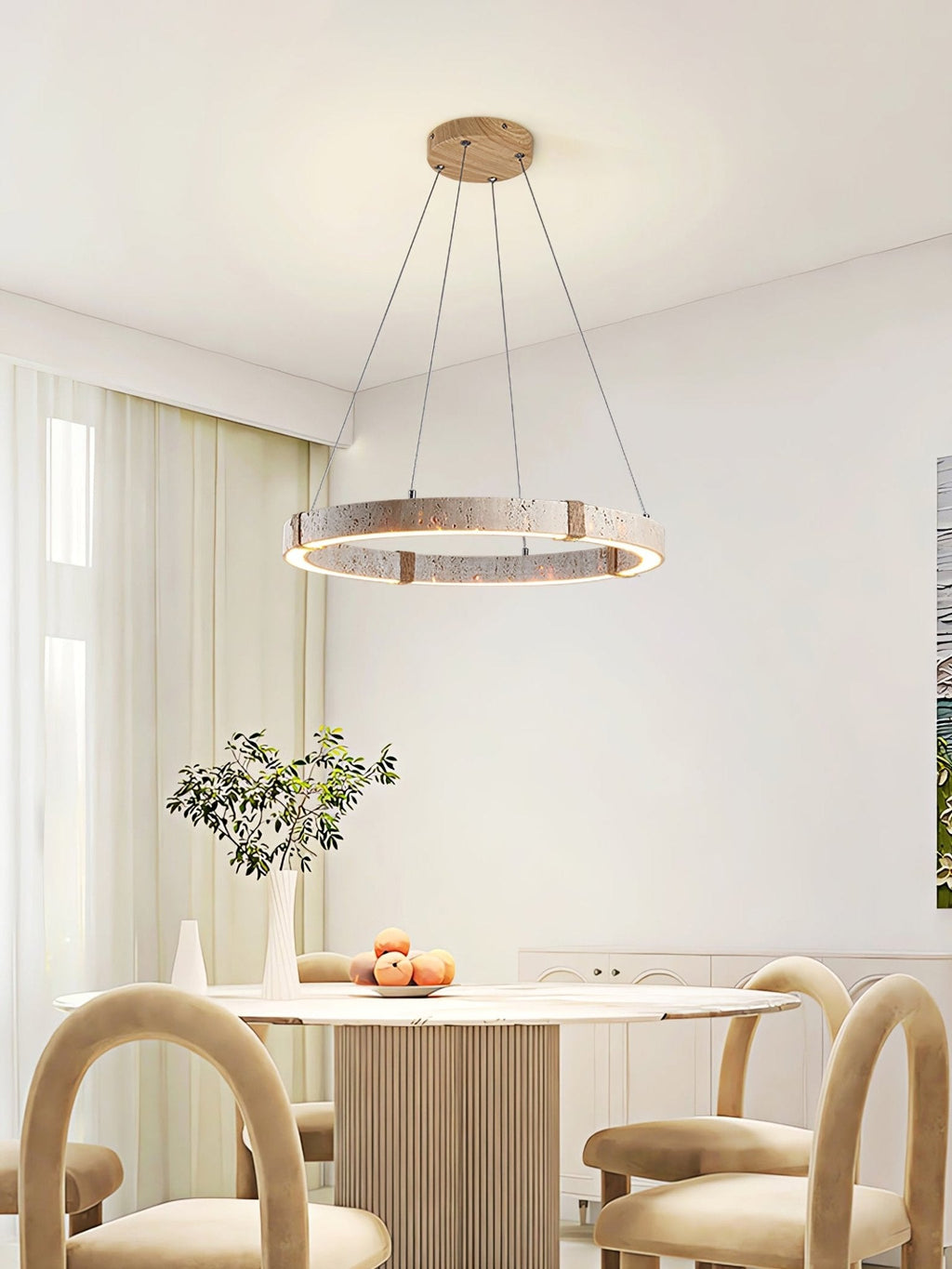 Suspension moderne Ronan en Travertin jaune