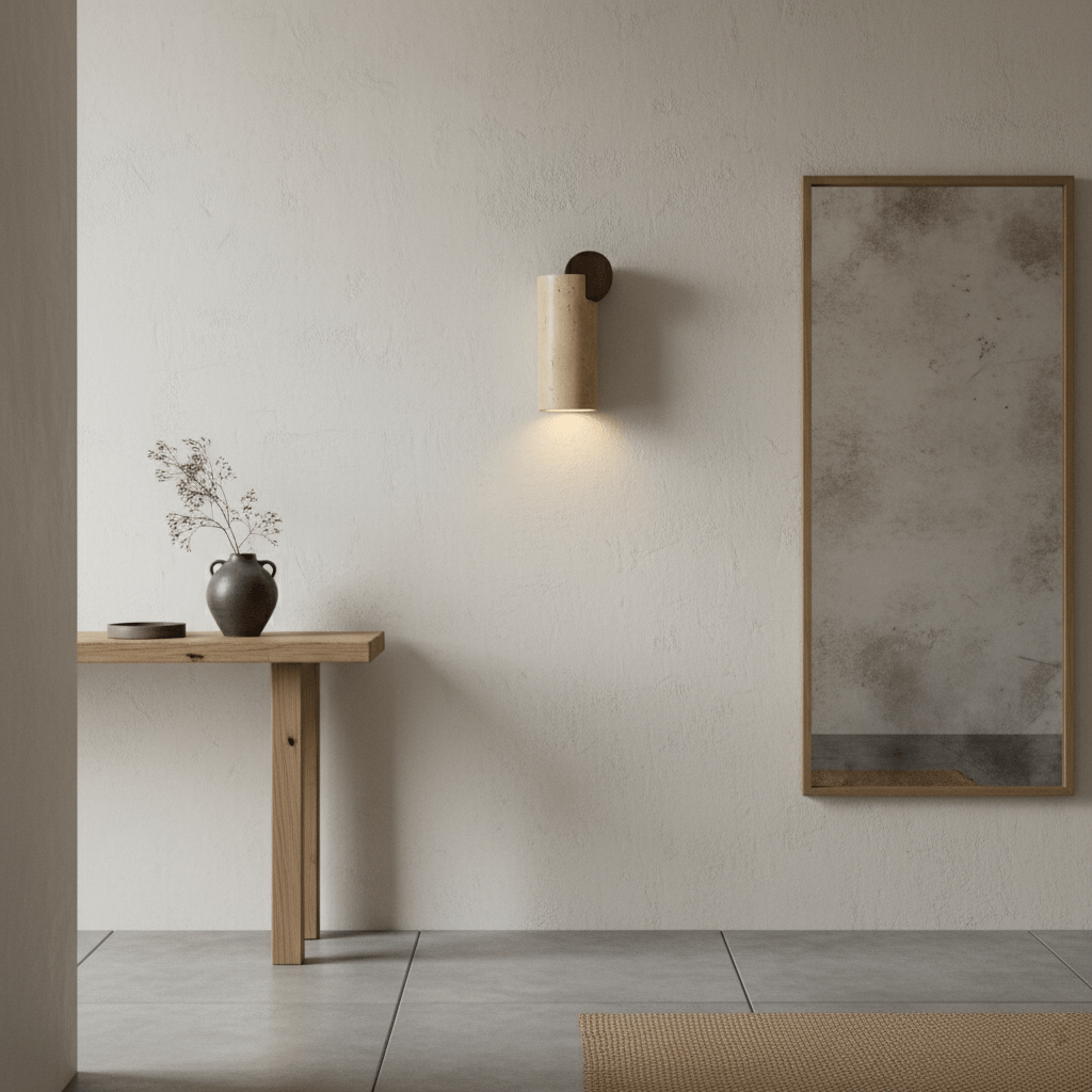 Applique murale moderne Liekki en Travertin jaune et noyer
