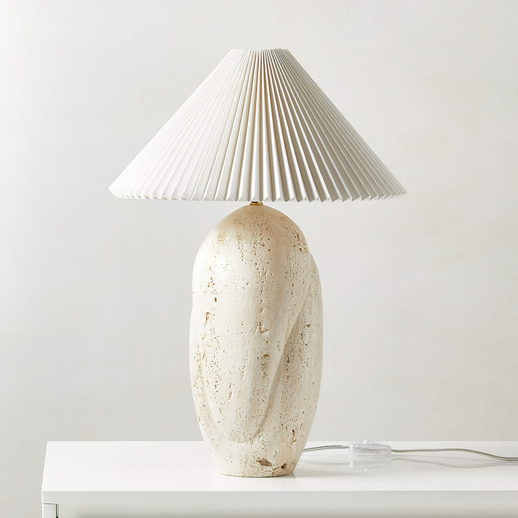 Lampe à poser moderne Osmund en Travertin jaune et blanc