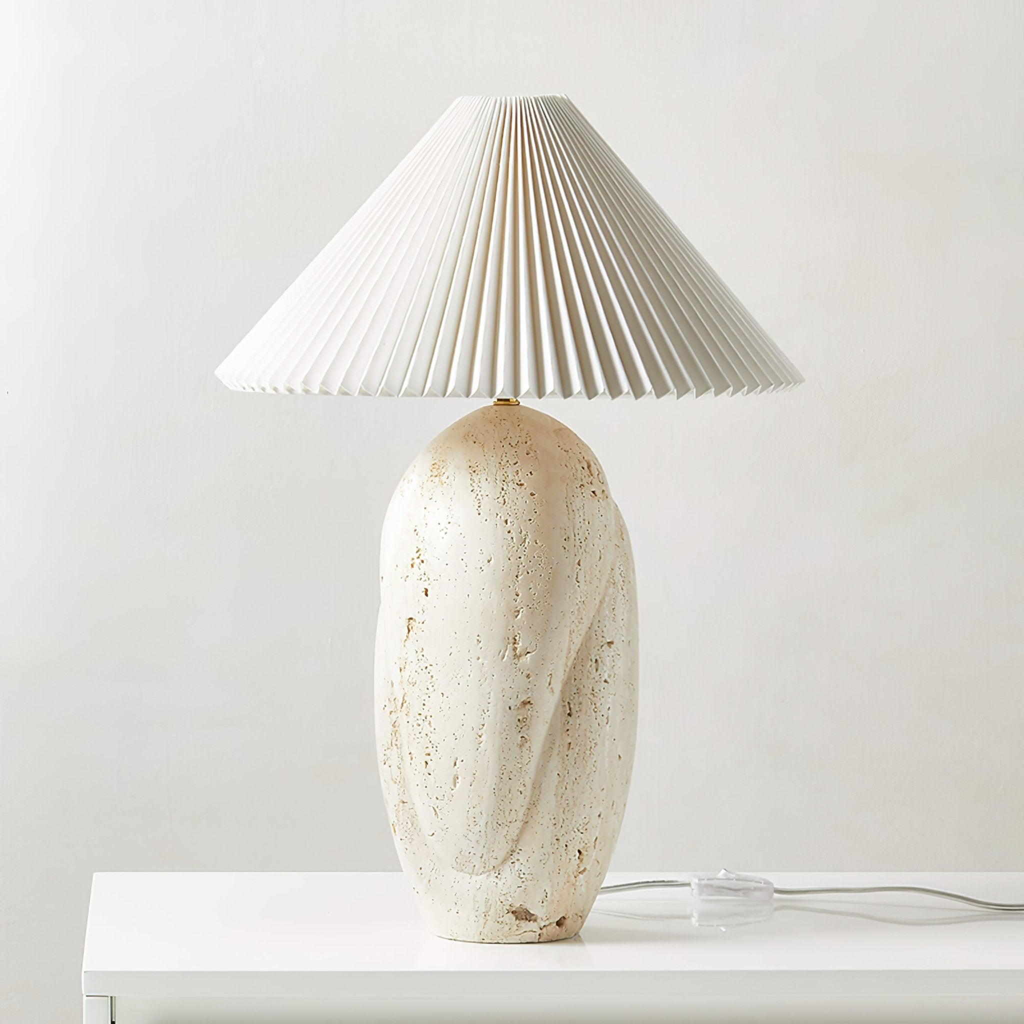 Lampe à poser moderne Osmund en Travertin jaune et blanc