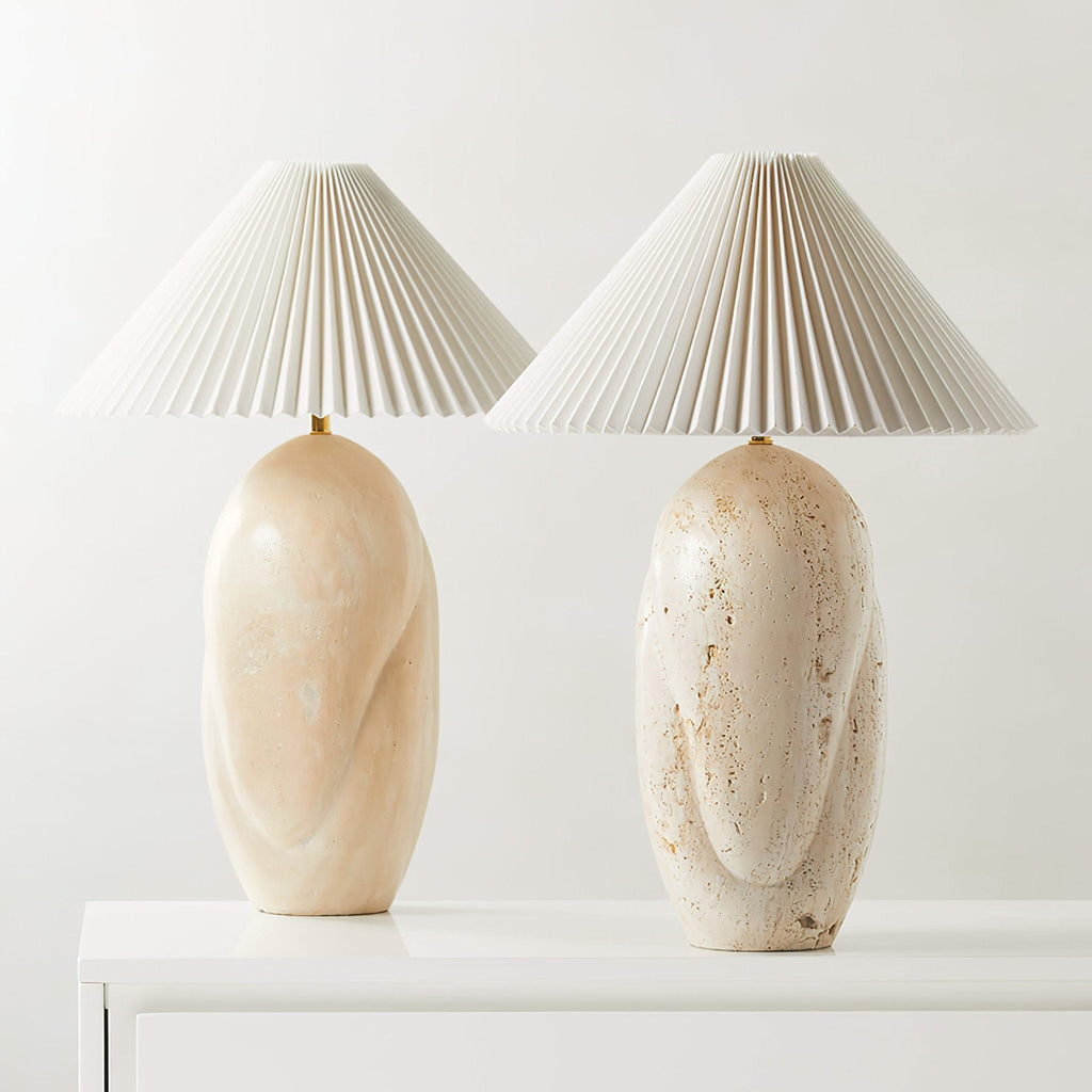 Lampe à poser moderne Osmund en Travertin jaune et blanc