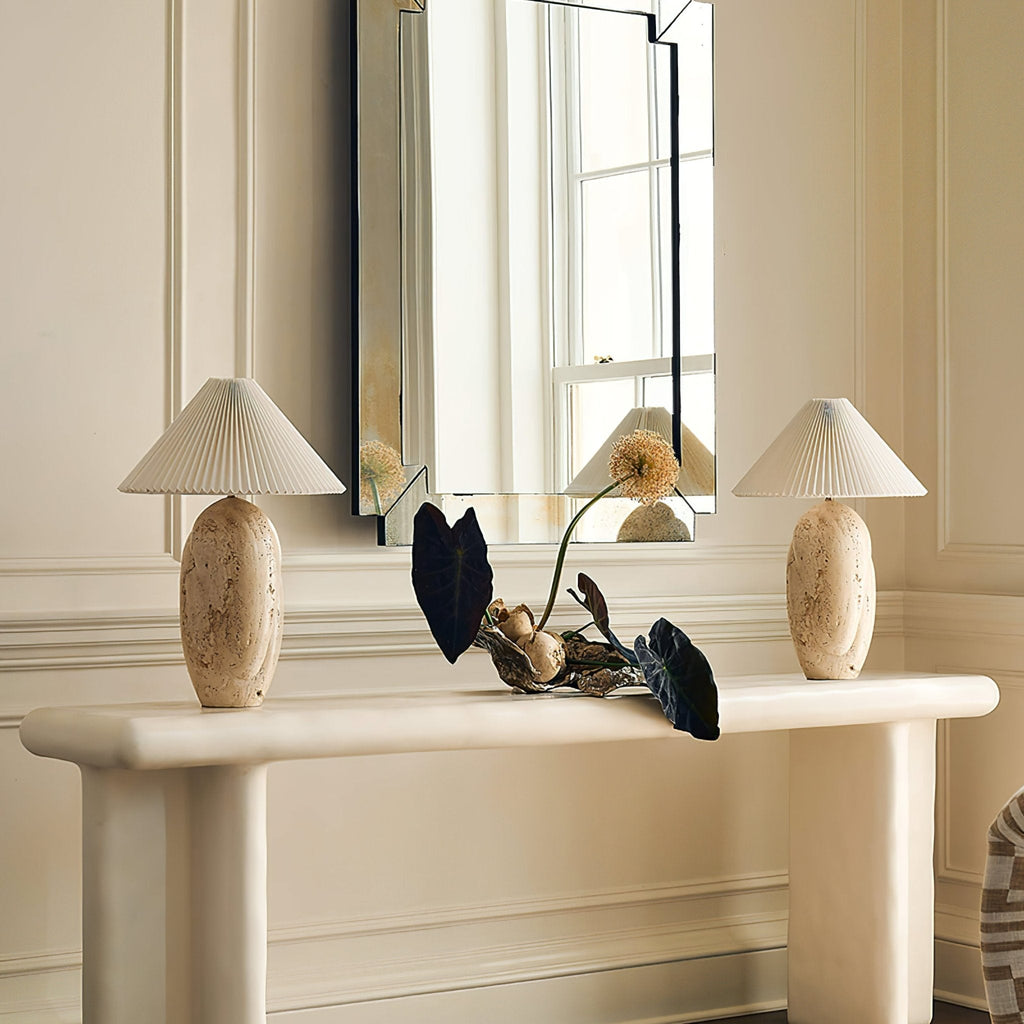 Lampe à poser moderne Osmund en Travertin jaune et blanc