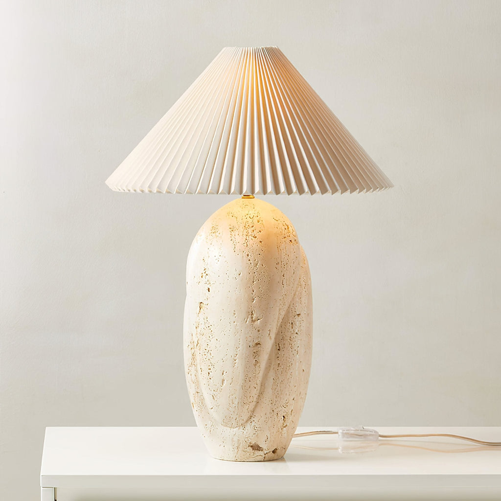 Lampe à poser moderne Osmund en Travertin jaune et blanc