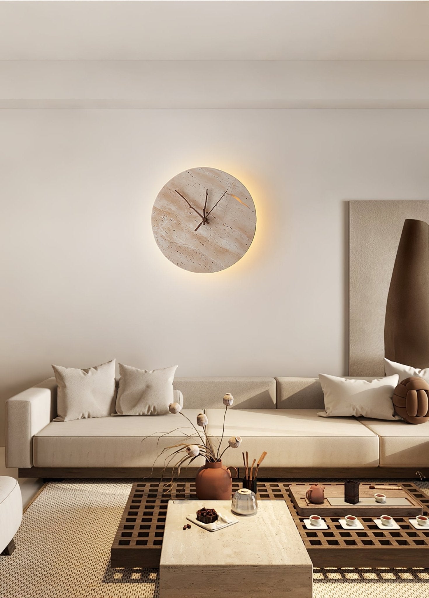 Applique murale moderne Bardur en Travertin jaune