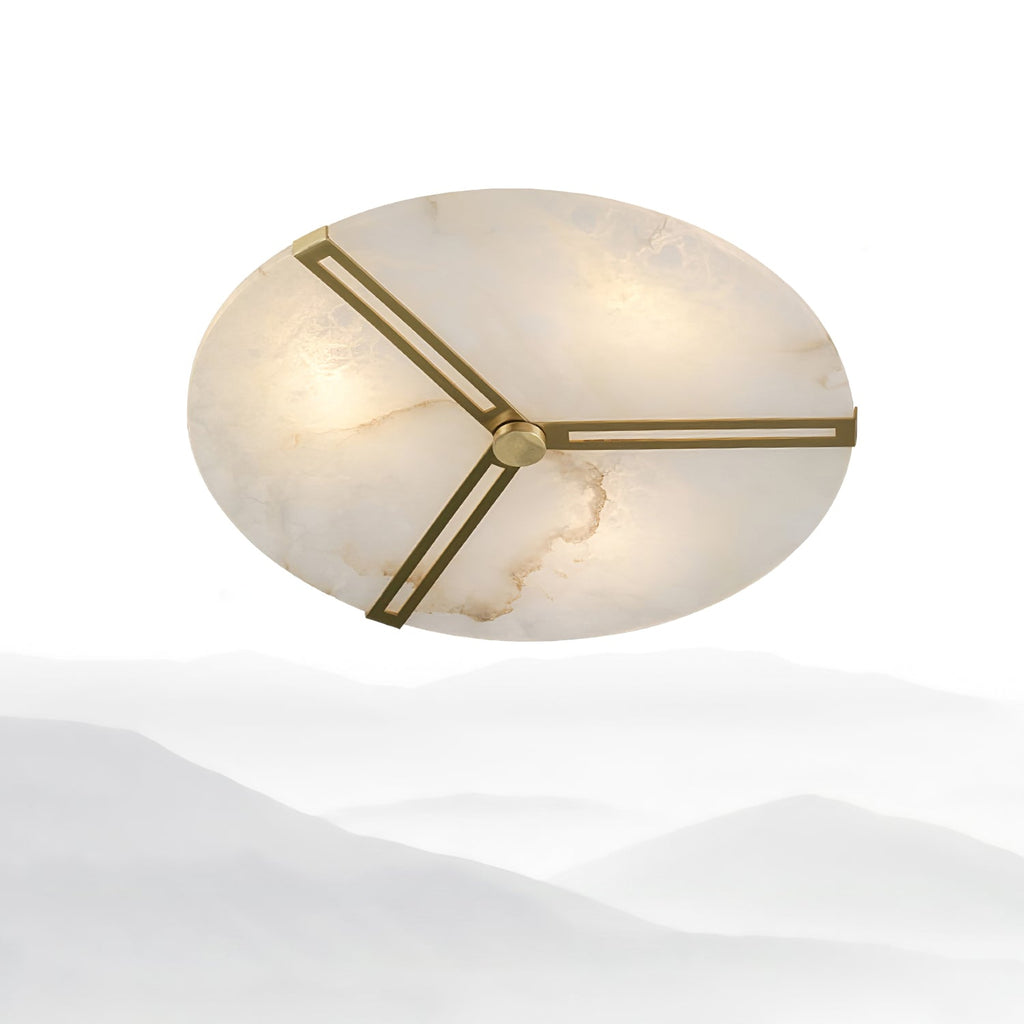Plafonnier moderne Rainer en Albâtre Or et blanc