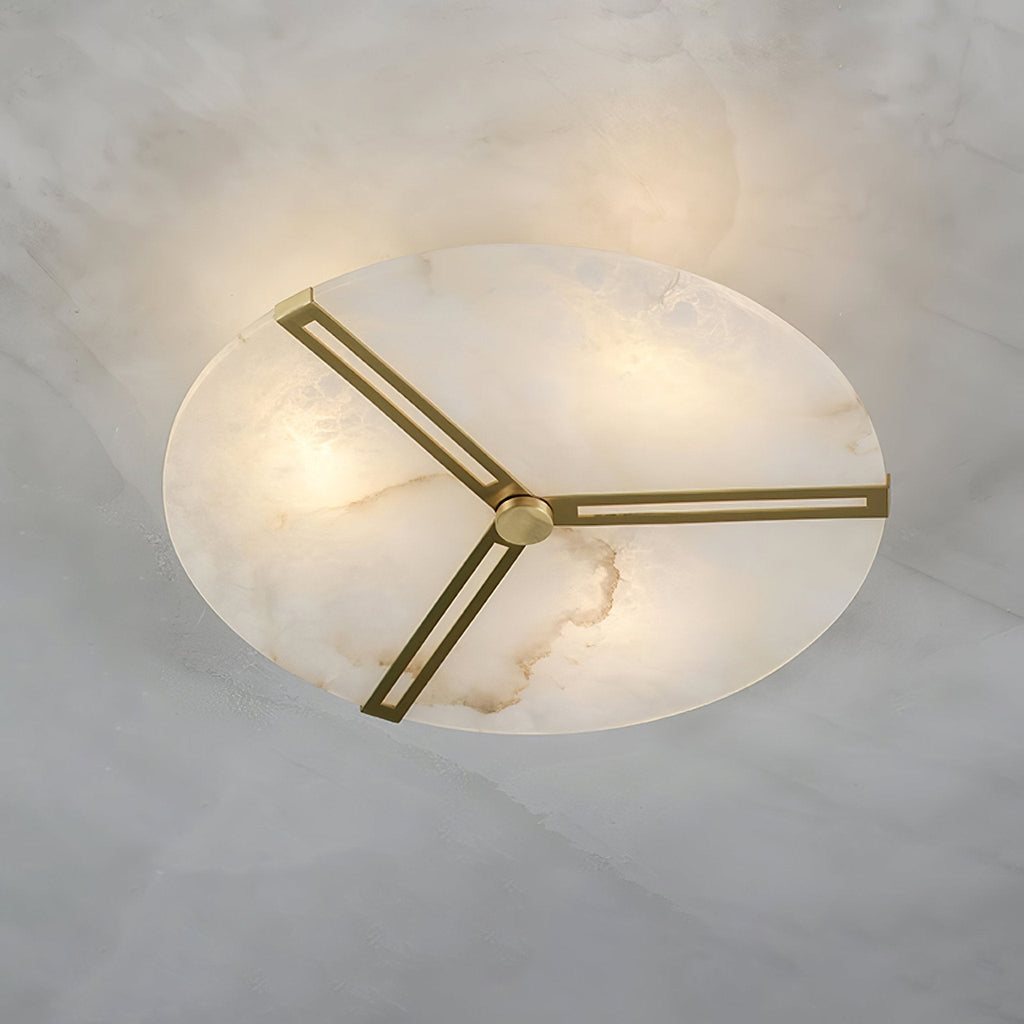 Plafonnier moderne Rainer en Albâtre Or et blanc