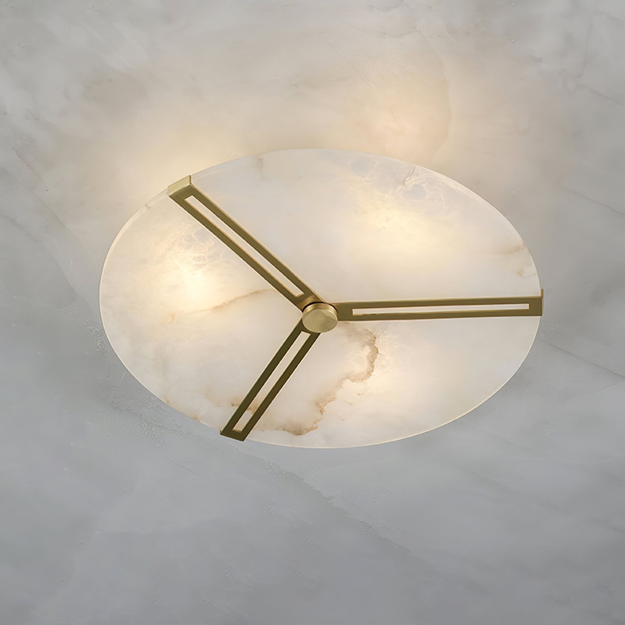 Plafonnier moderne Rainer en Albâtre Or et blanc