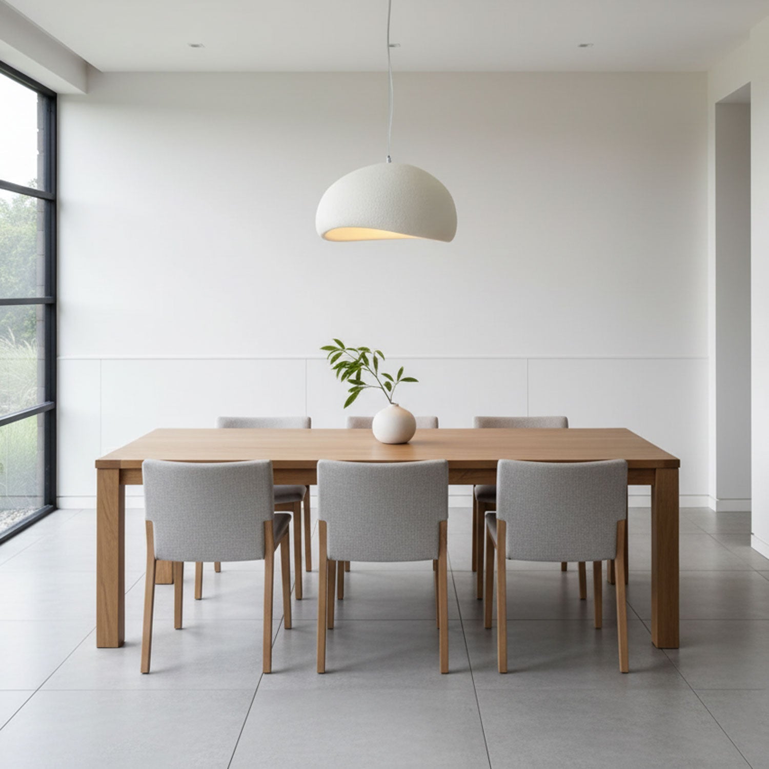 Suspension moderne Greger en Polystyrène blanc câble suspendu