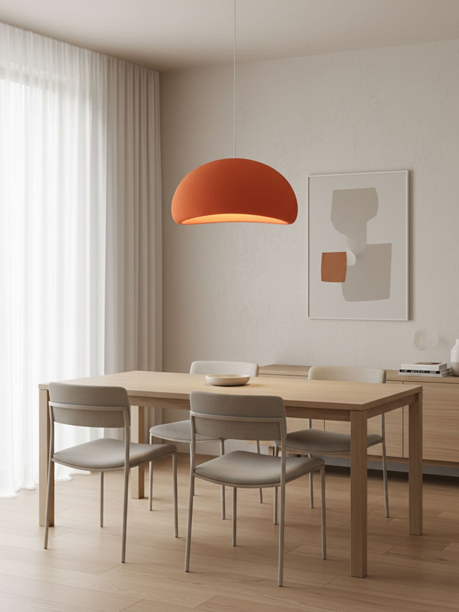 Suspension moderne Greger en Polystyrène blanc câble suspendu