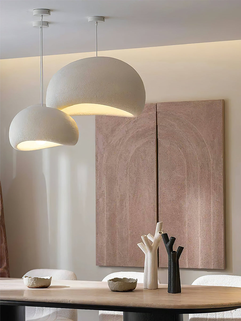 Suspension moderne Greger en Polystyrène blanc câble suspendu