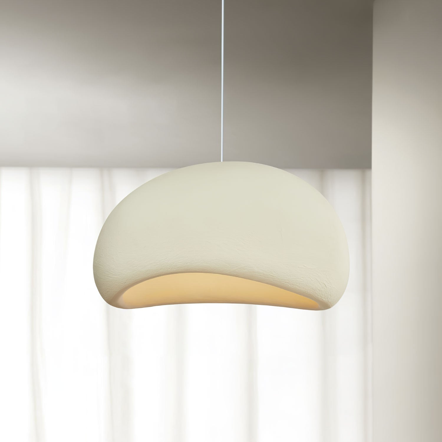 Suspension moderne Greger en Polystyrène blanc câble suspendu